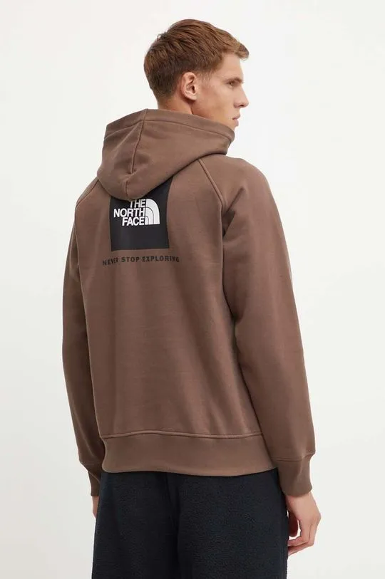 The North Face sweatshirt Raglan Redbox Hoodie men's brown color hooded smooth NF0A89F91OI1