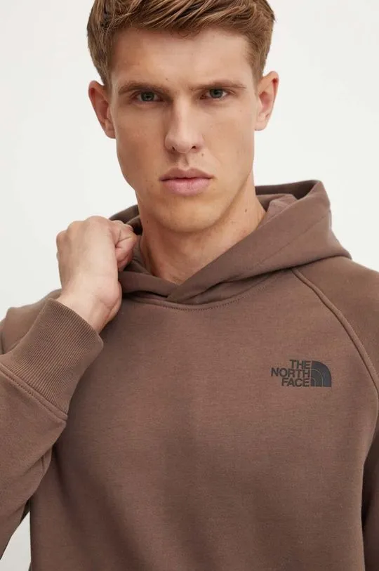 The North Face sweatshirt Raglan Redbox Hoodie men's brown color hooded smooth NF0A89F91OI1