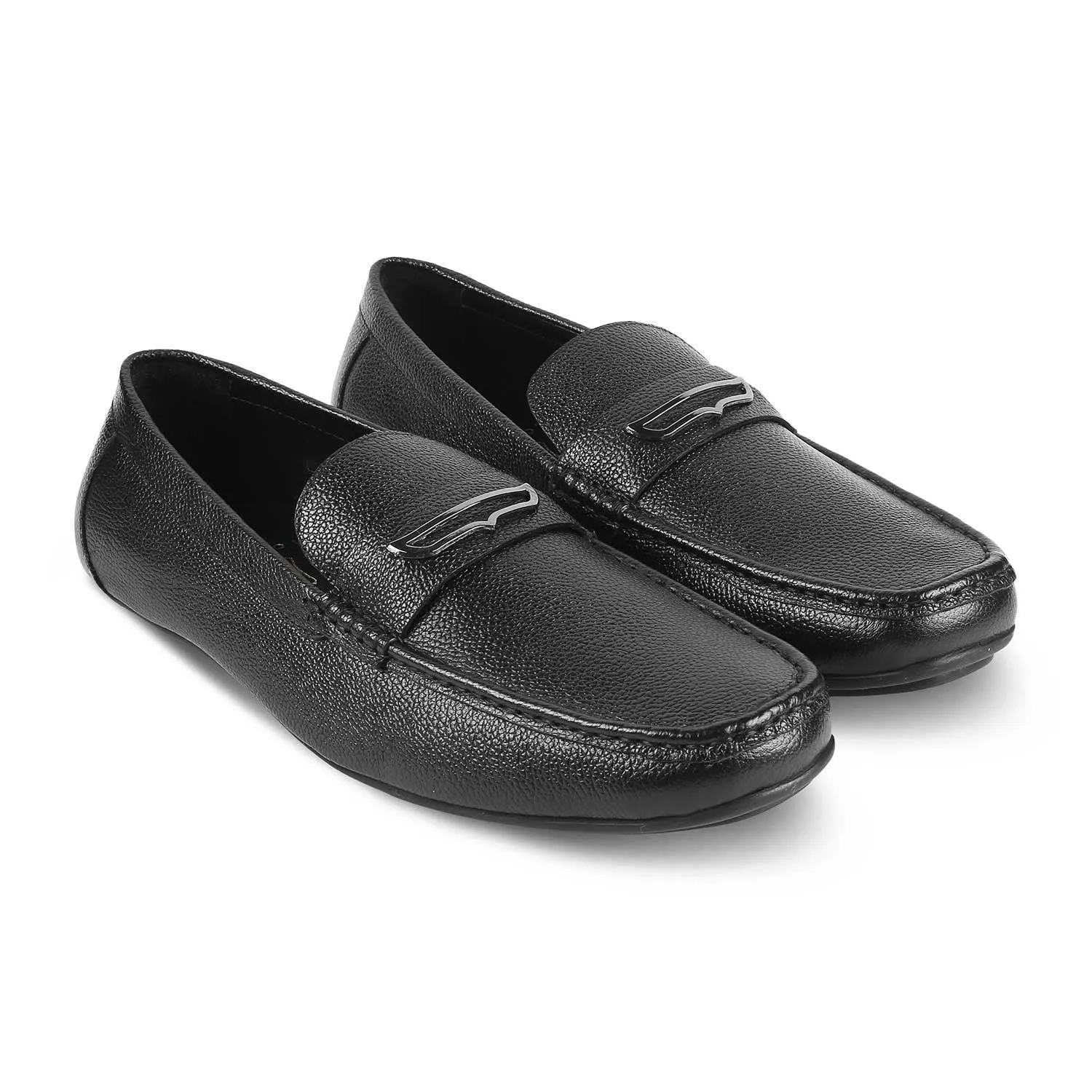 The Odry Black Men's Leather Driving Loafers Tresmode