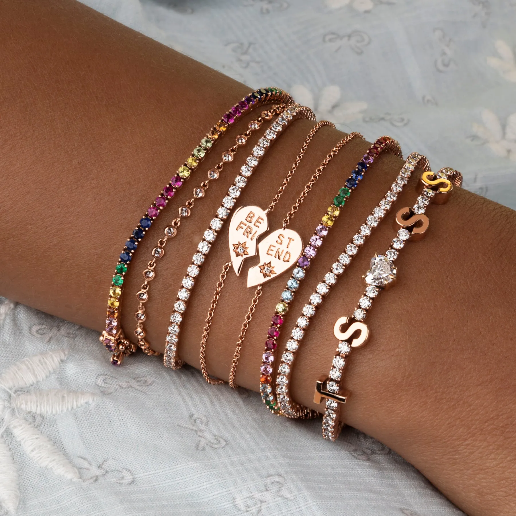 The Perfect Tennis Bracelet - Rainbow / 14k Rose Gold