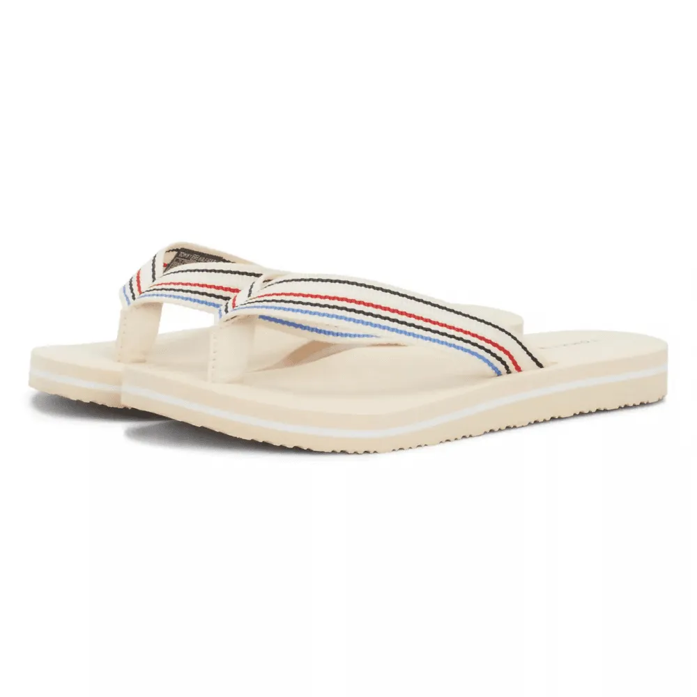 Tommy Hilfiger Stripes Beach Toe-Post Sandals in Cream