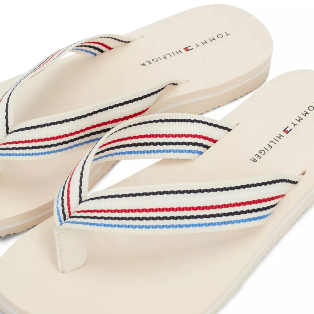 Tommy Hilfiger Stripes Beach Toe-Post Sandals in Cream