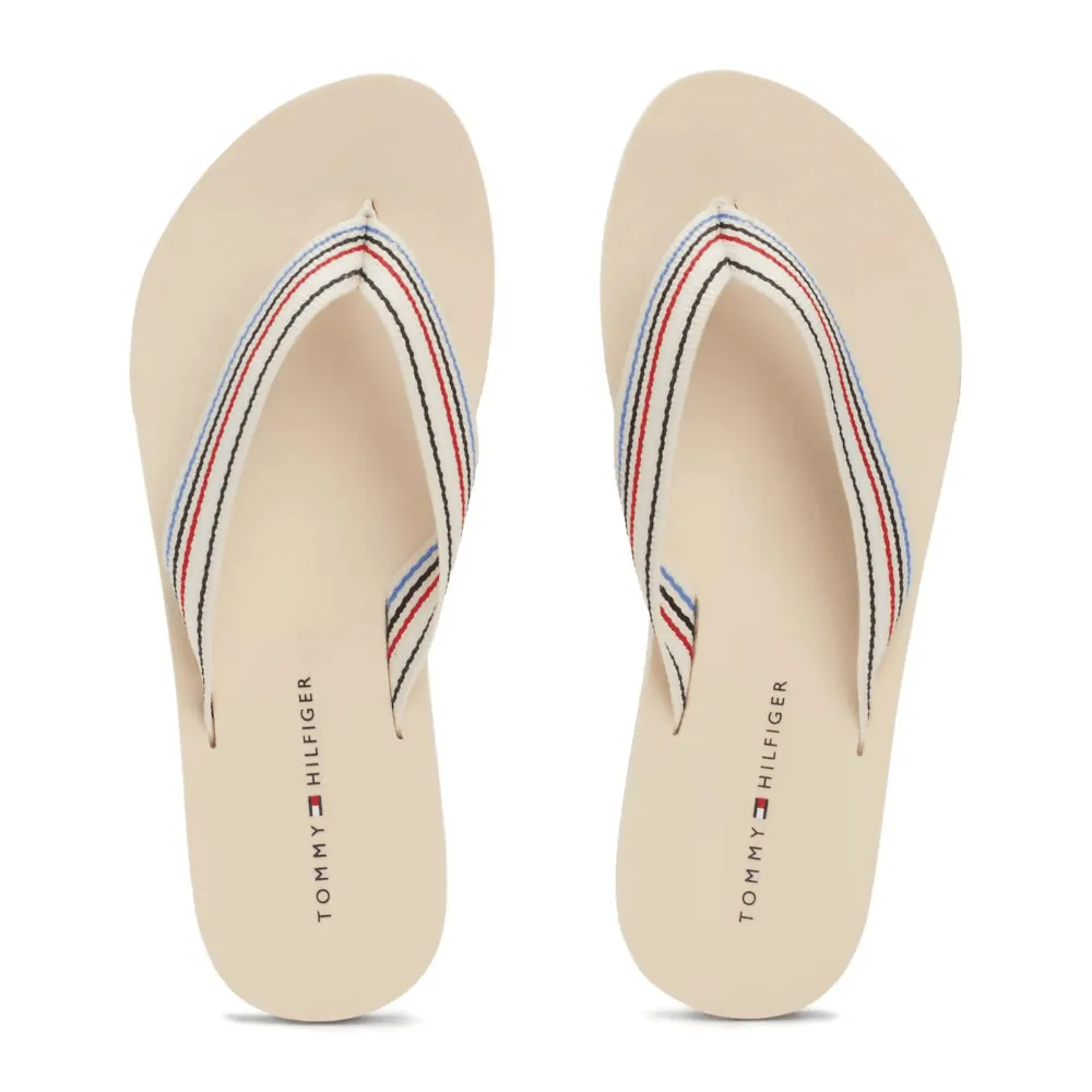 Tommy Hilfiger Stripes Beach Toe-Post Sandals in Cream