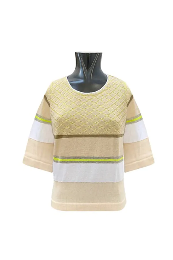 Tricot Chic ACID GREEN STRIPED SWEATER