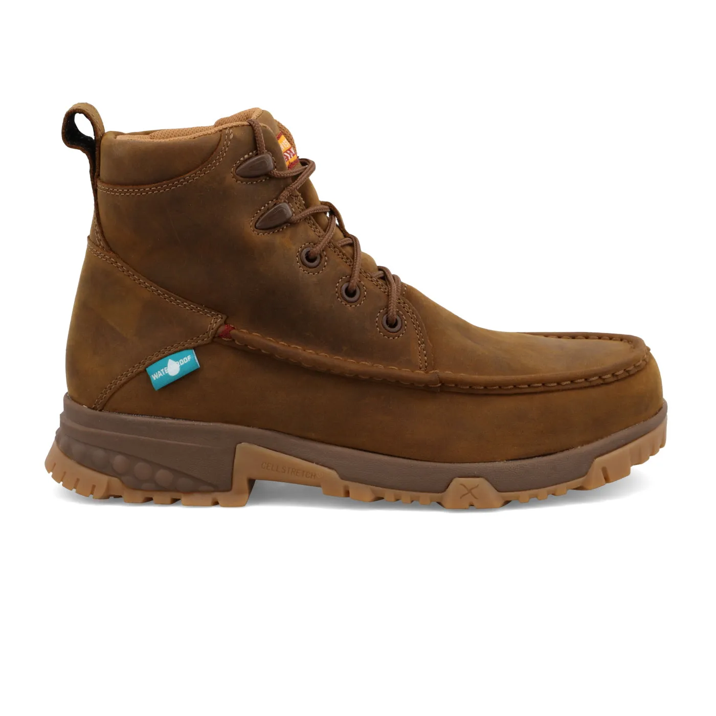 Twisted X Men's 6 Lace Up Work Boot Safety Toe in Distressed Saddle
