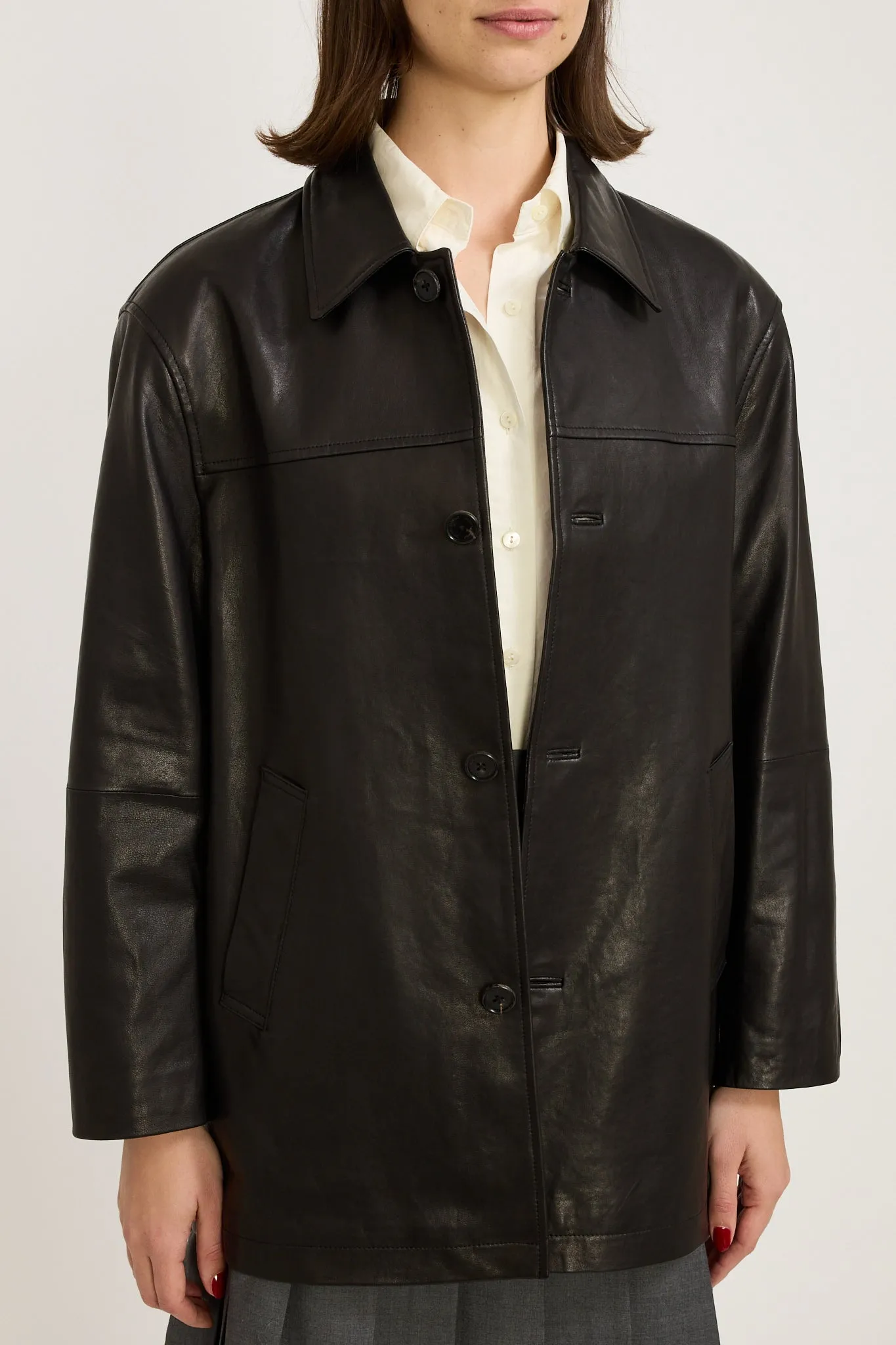 Unisex Half Leather Jacket Black