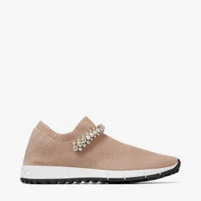 Verona Ballet Pink Metallic Knit Trainers with Crystal Embellishment