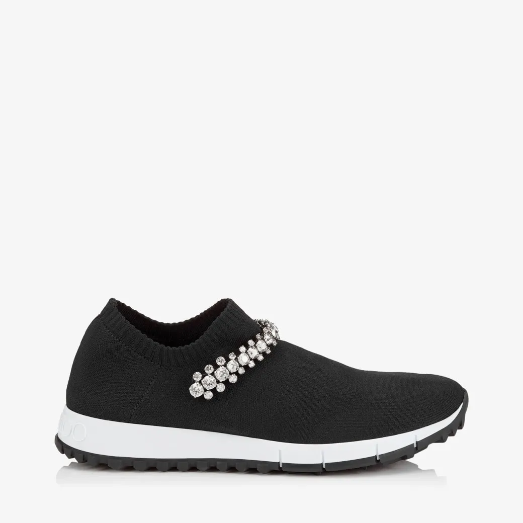 Verona Black Knit Trainers with Crystal Detailing