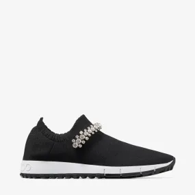 Verona Black Knit Trainers with Crystal Embellishment