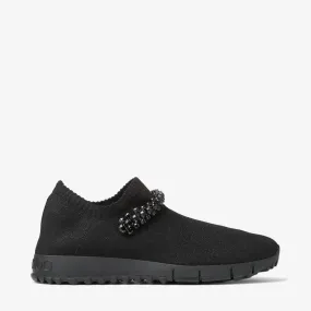 Verona Black Knit Trainers with Crystals