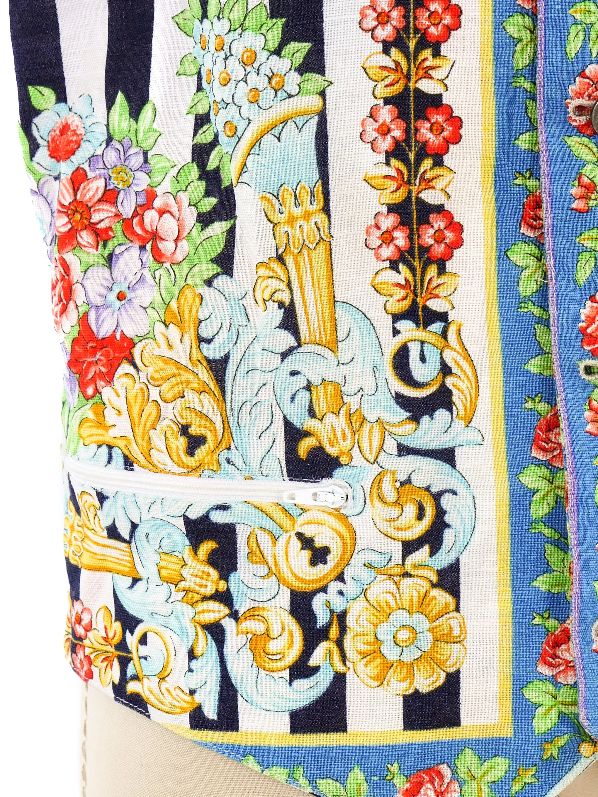 Versus by Gianni Versace Floral and Stripe Printed Vest