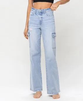 Vervet- 90's Vintage Super High Rise Cargo Straight Jeans