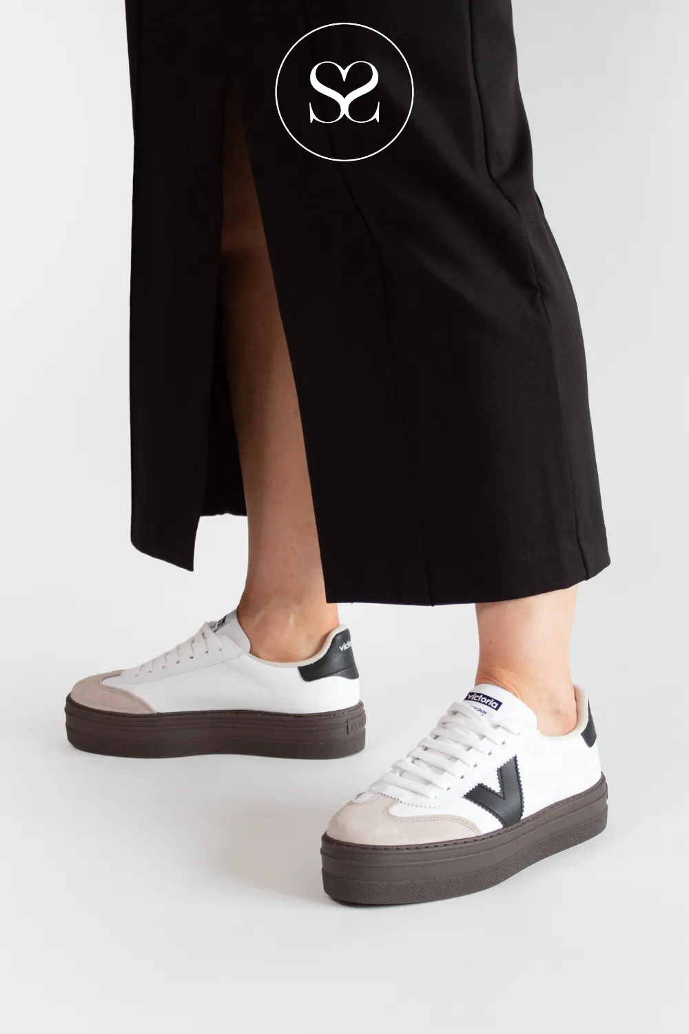 VICTORIA 1092172 WHITE LEATHER CHUNKY FLATFORM TRAINERS
