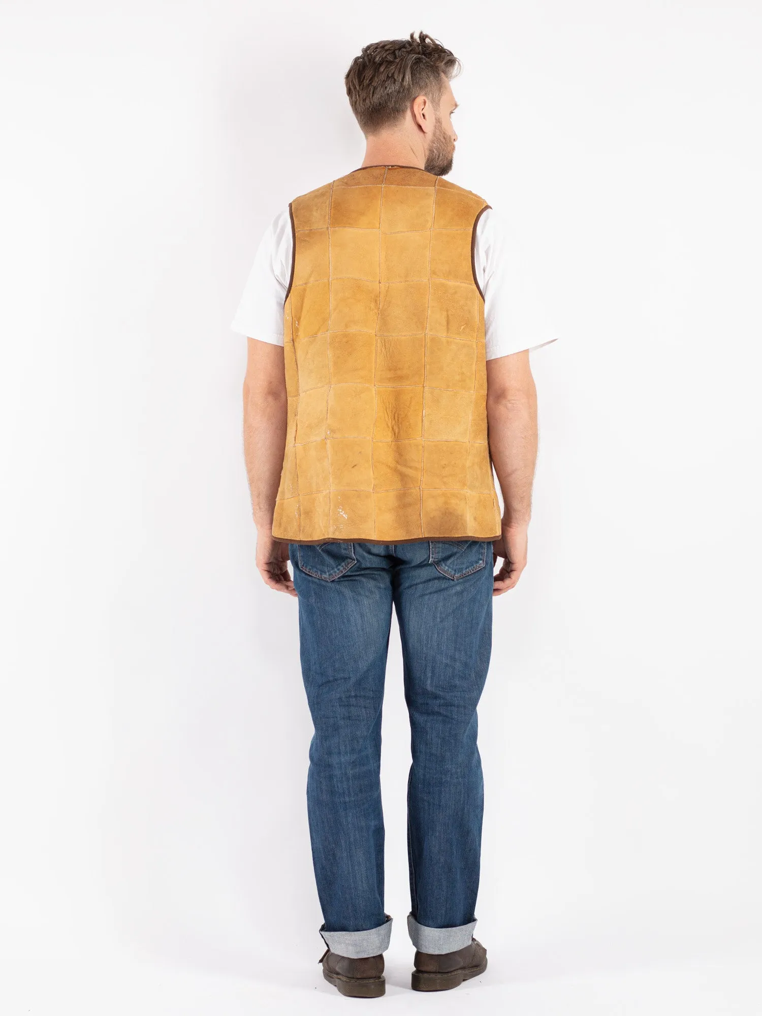 Vintage 70's Men Sheepskin Vest in Beige