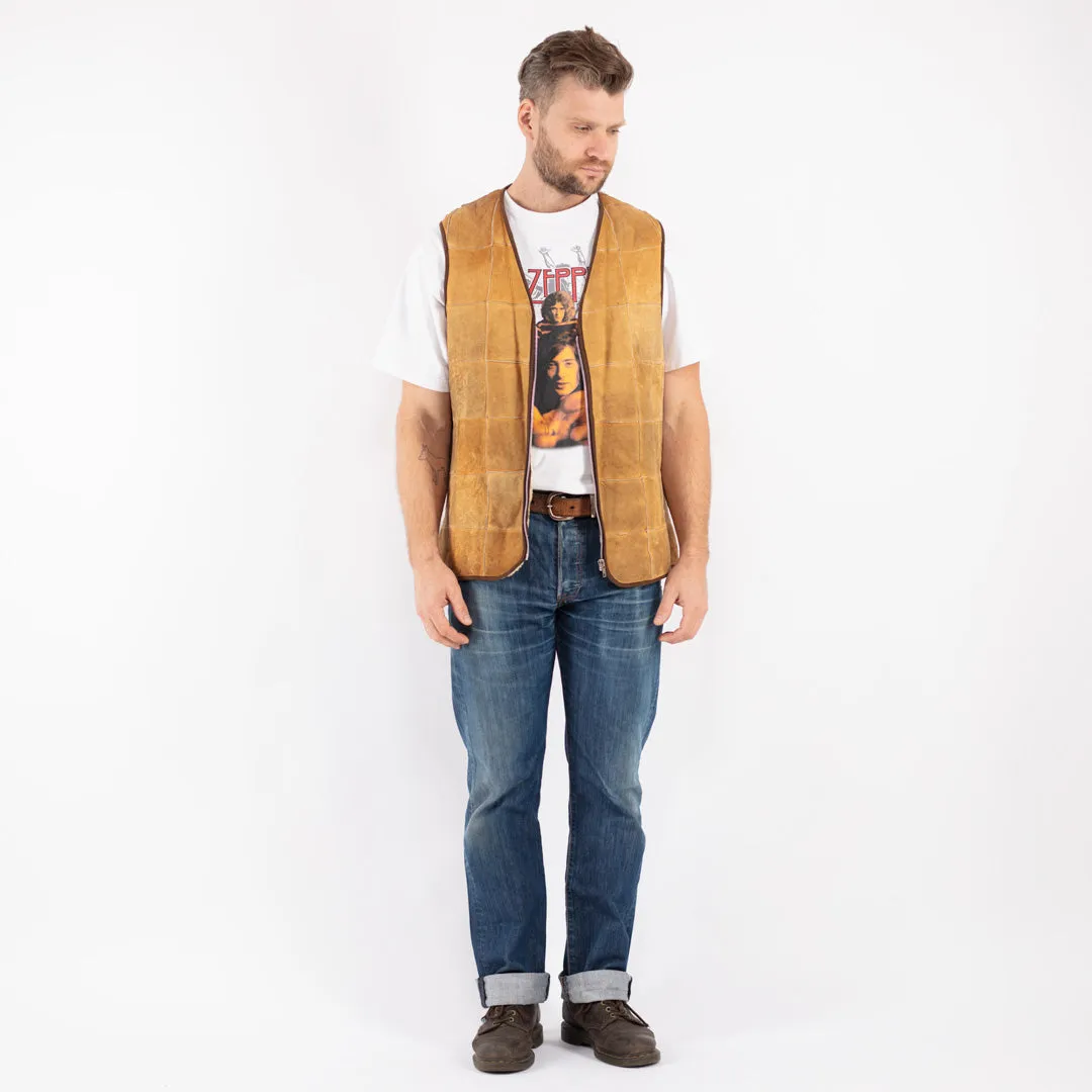 Vintage 70's Men Sheepskin Vest in Beige