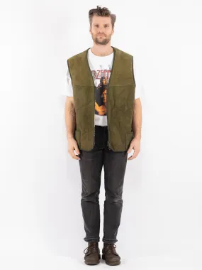 Vintage 70's Men Sheepskin Vest in Green