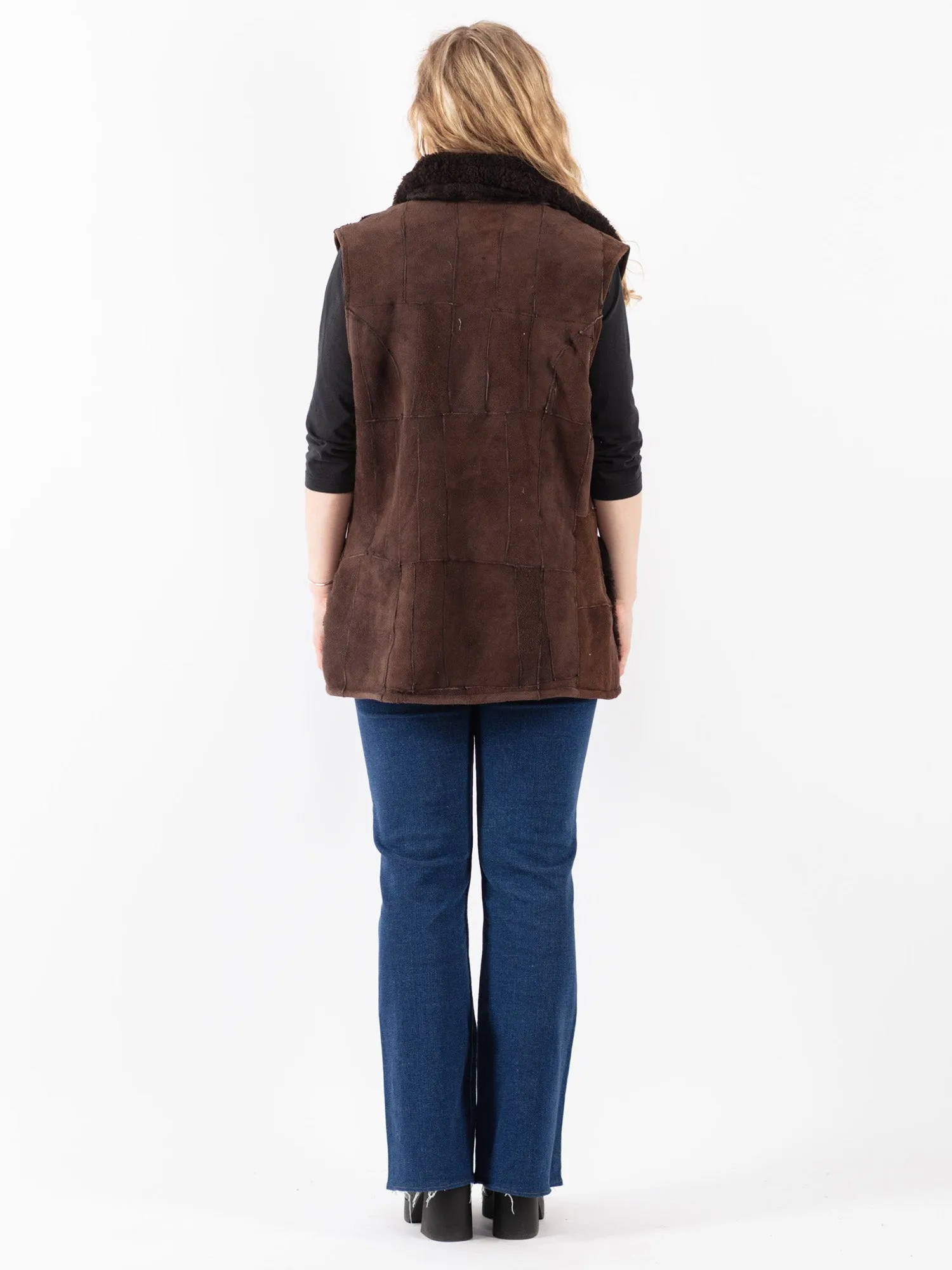 Vintage 70's Women Sheepskin Vest in Brown