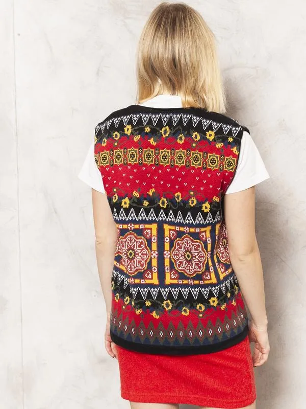 Vintage 80's Knitted Aztec Waistcoat Vest