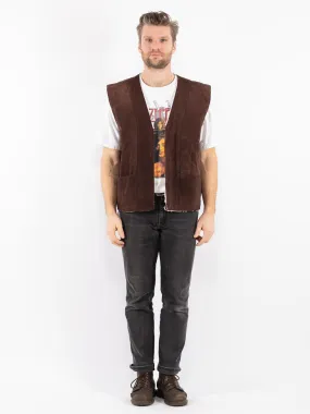 Vintage 90's Men Suede Sherpa Vest in Brown