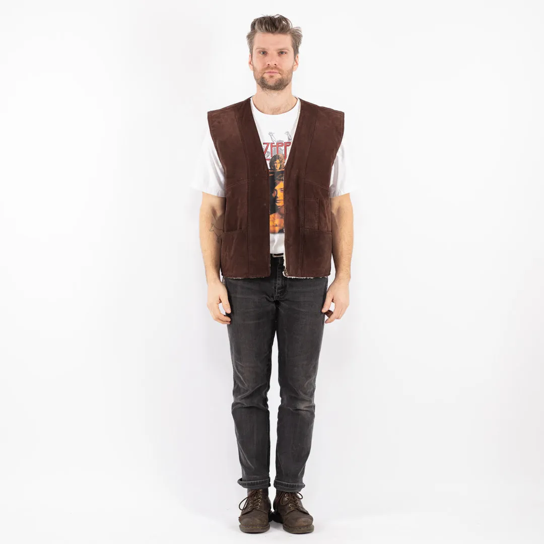 Vintage 90's Men Suede Sherpa Vest in Brown