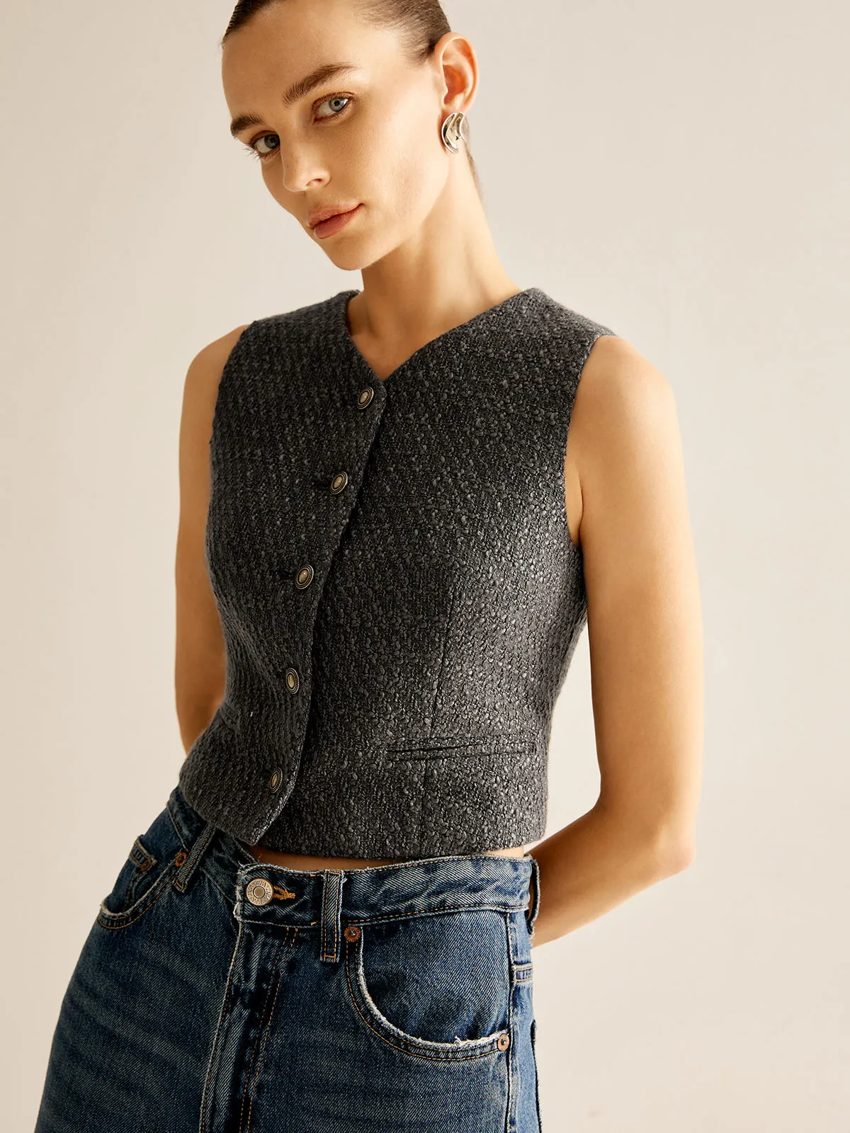 Vintage Tweed Breasted Vest