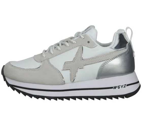 W6YZ Sneakers da Donna per Tutti i Giorni con Accenti in Pelle Metallizzata Scarpe Sportive 0012016094.06.1N02 Bianco/Beige/Grig