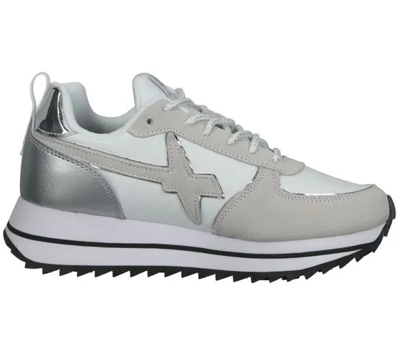 W6YZ Sneakers da Donna per Tutti i Giorni con Accenti in Pelle Metallizzata Scarpe Sportive 0012016094.06.1N02 Bianco/Beige/Grig