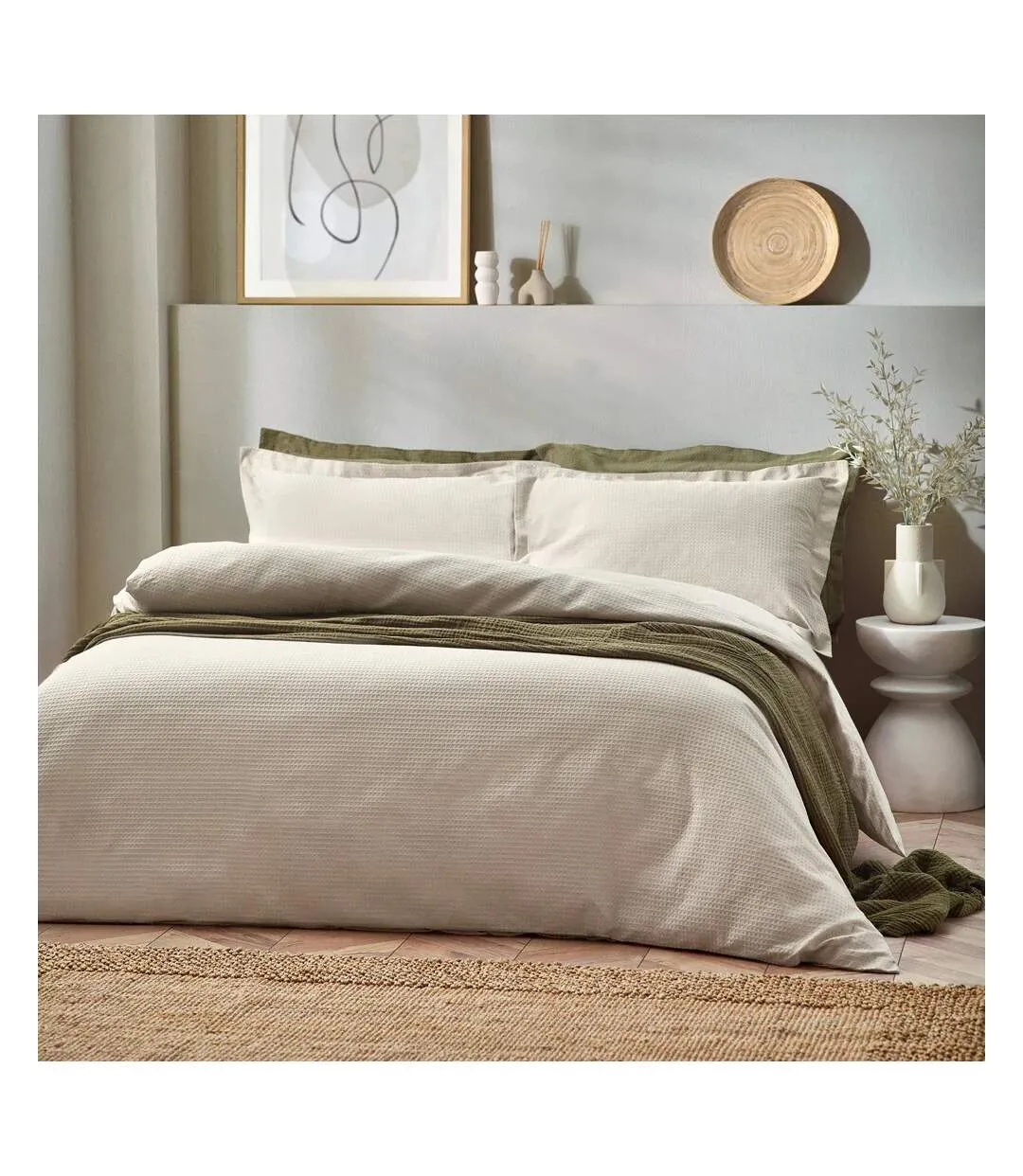 Waffle textured duvet cover set linen Yard
