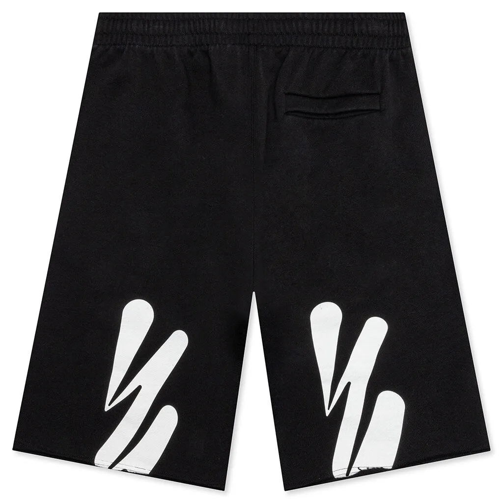 Wave Diag Sweatshorts - Black/White