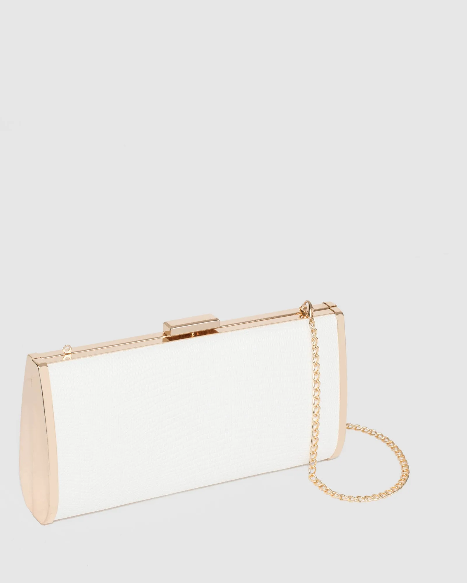 White Anela Hardcase Clutch Bag