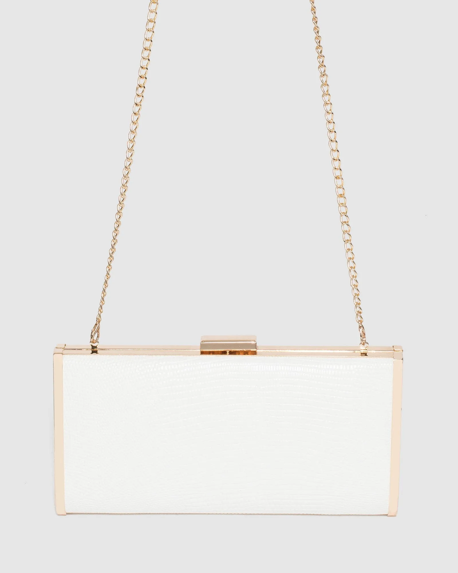 White Anela Hardcase Clutch Bag