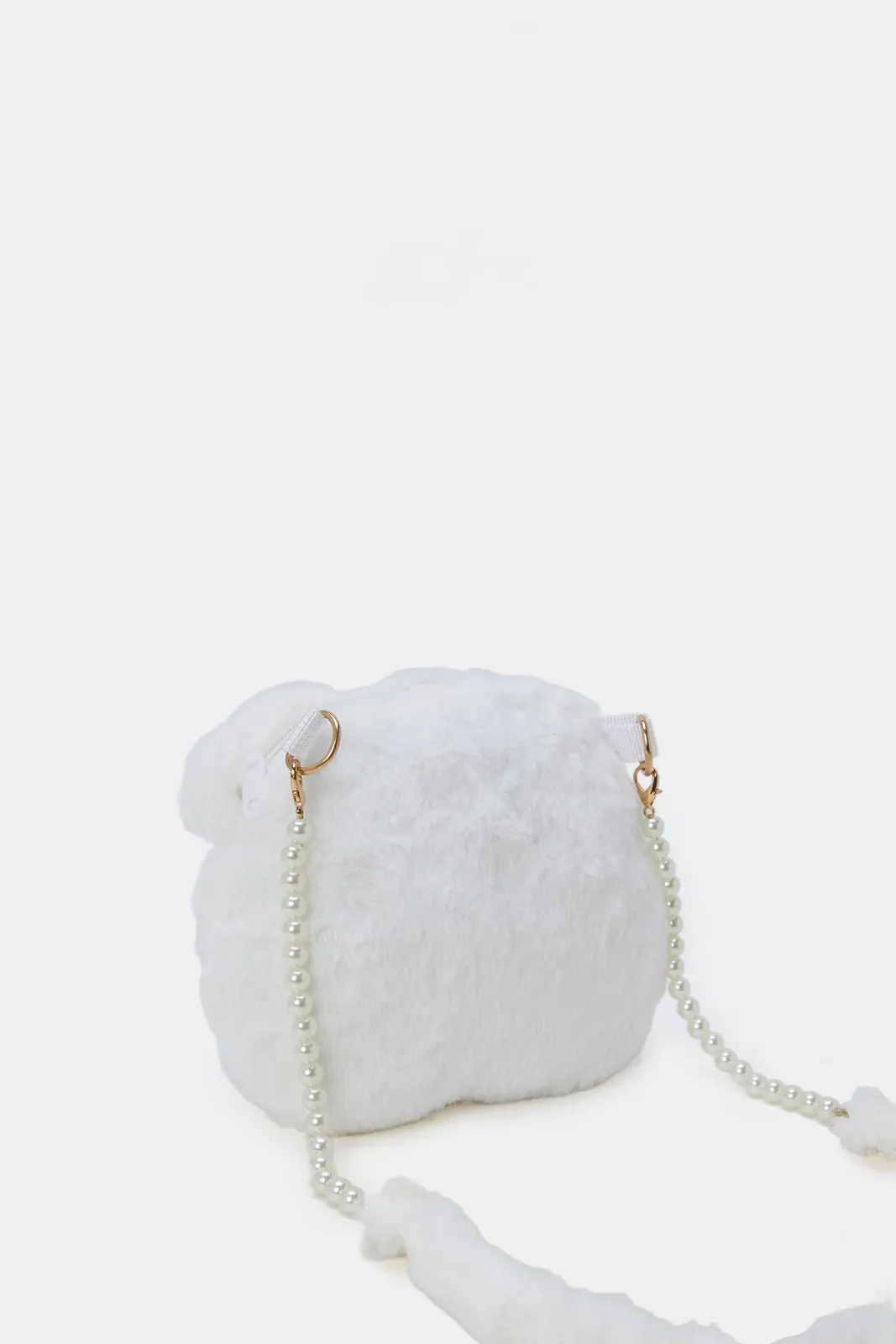 White Character Faux Fur Backpack