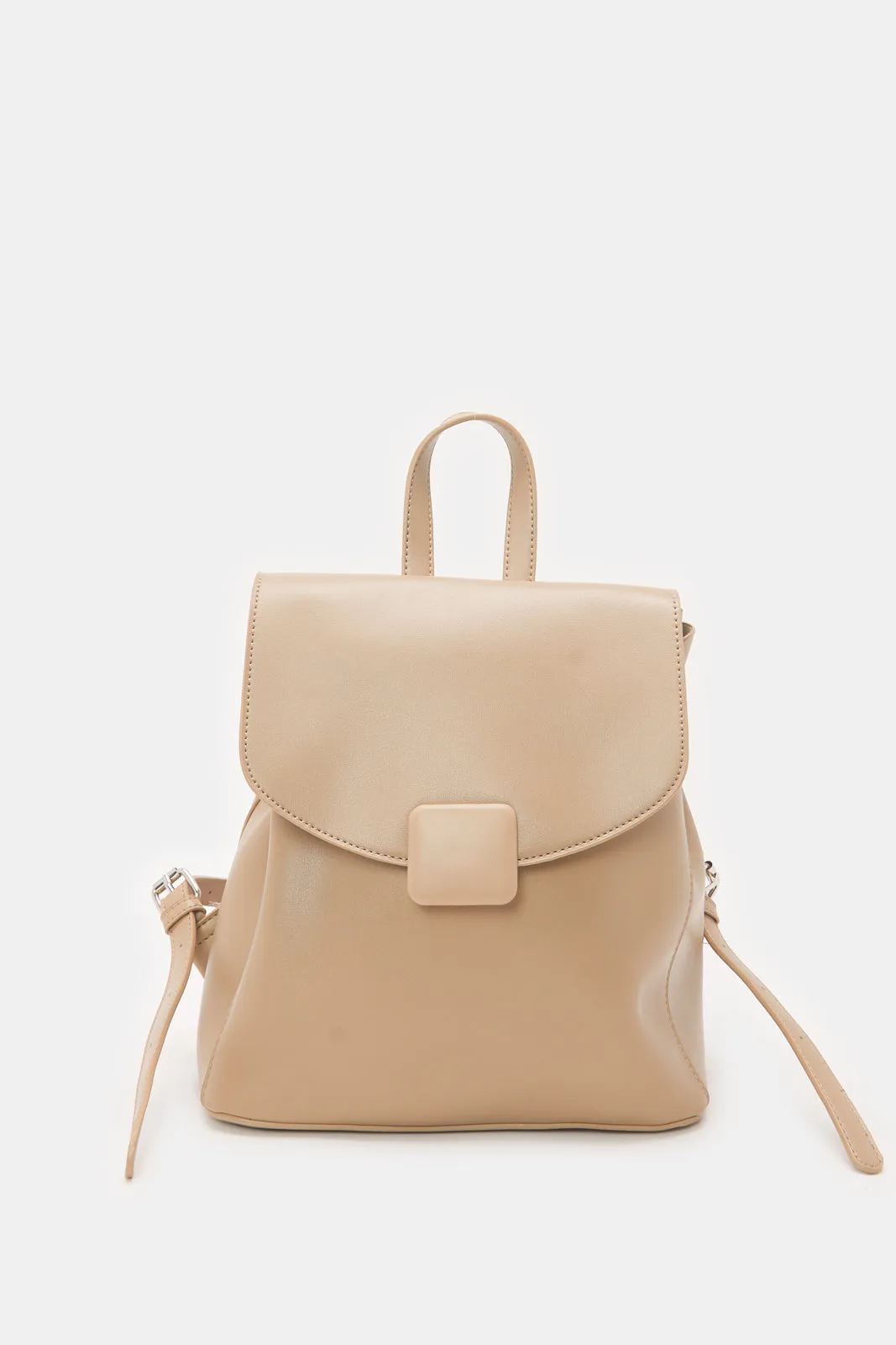 Women Beige Solid Backpack