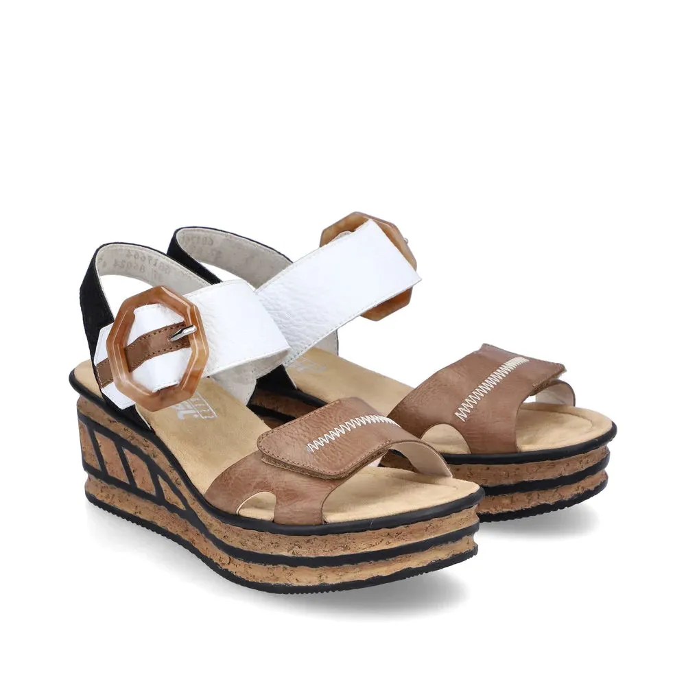 Women's Rose Platform Wedge Sandals - Leinen/Weiss/Schwarz