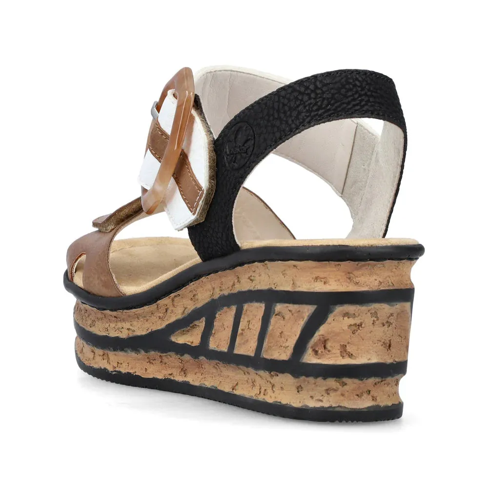 Women's Rose Platform Wedge Sandals - Leinen/Weiss/Schwarz