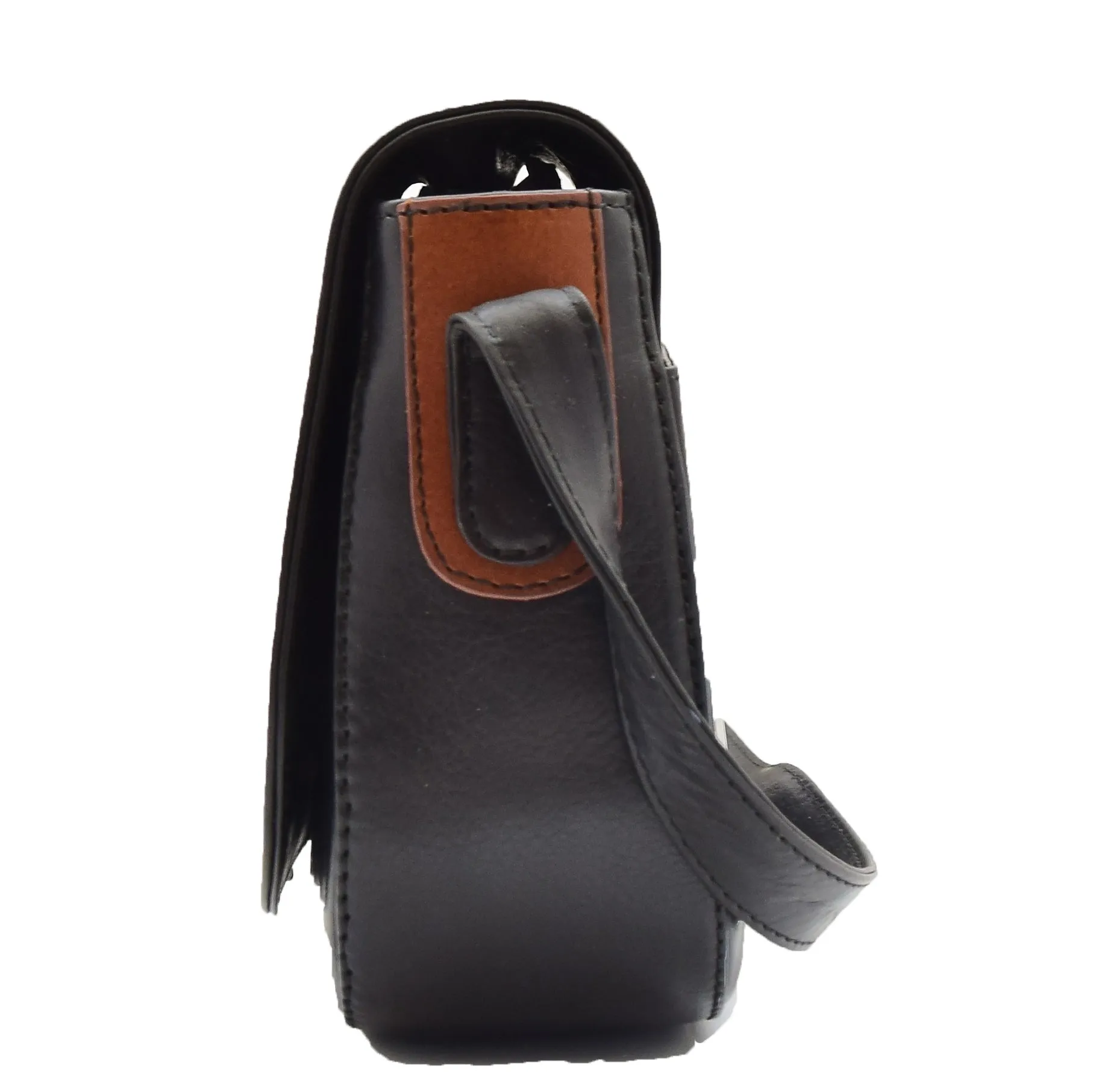 Womens Real Leather Cross Body Shoulder Bag Saint Lucia Black