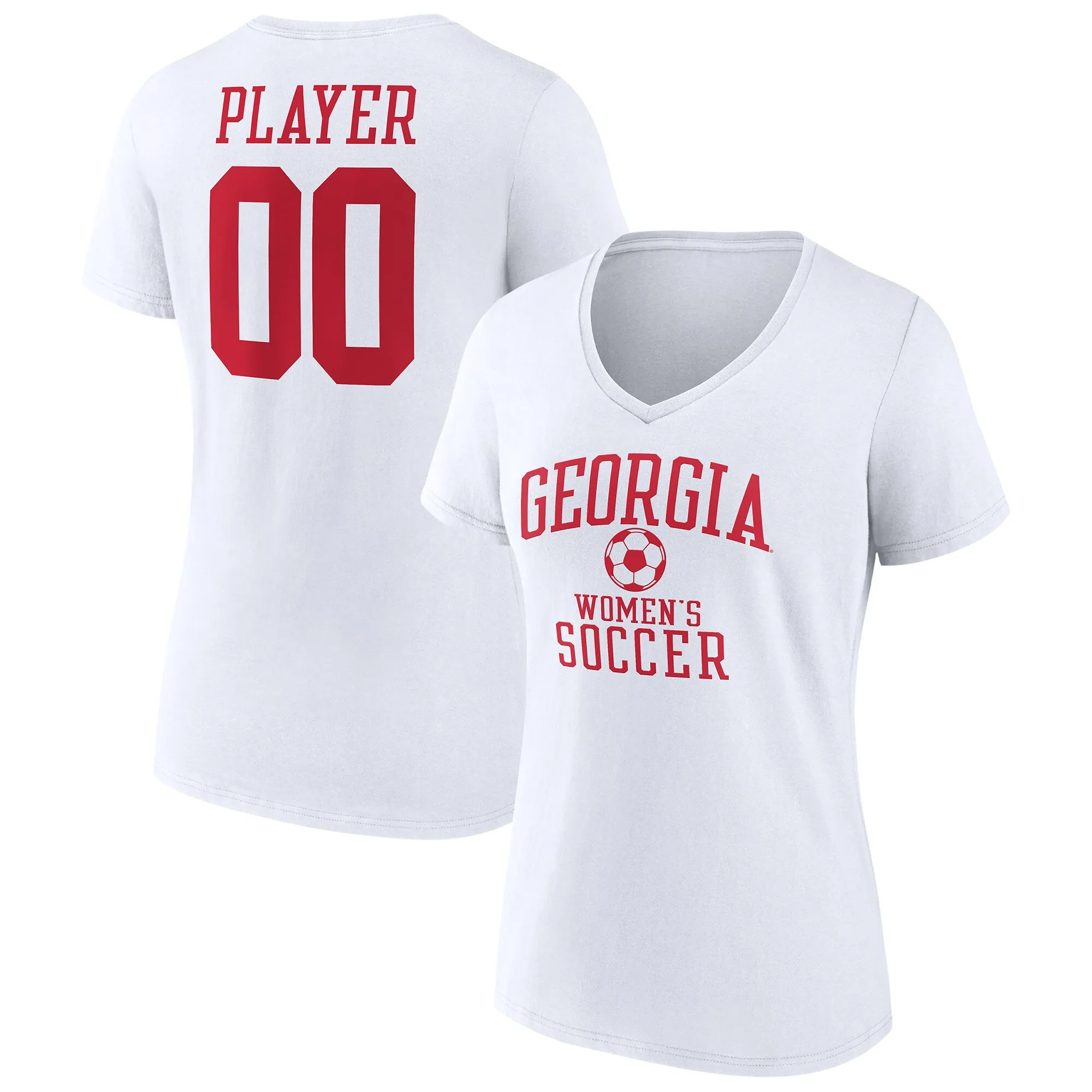 Women's  White Georgia Bulldogs Women's Soccer Pick-A-Player NIL Gameday Tradition V-Neck T-Shirt