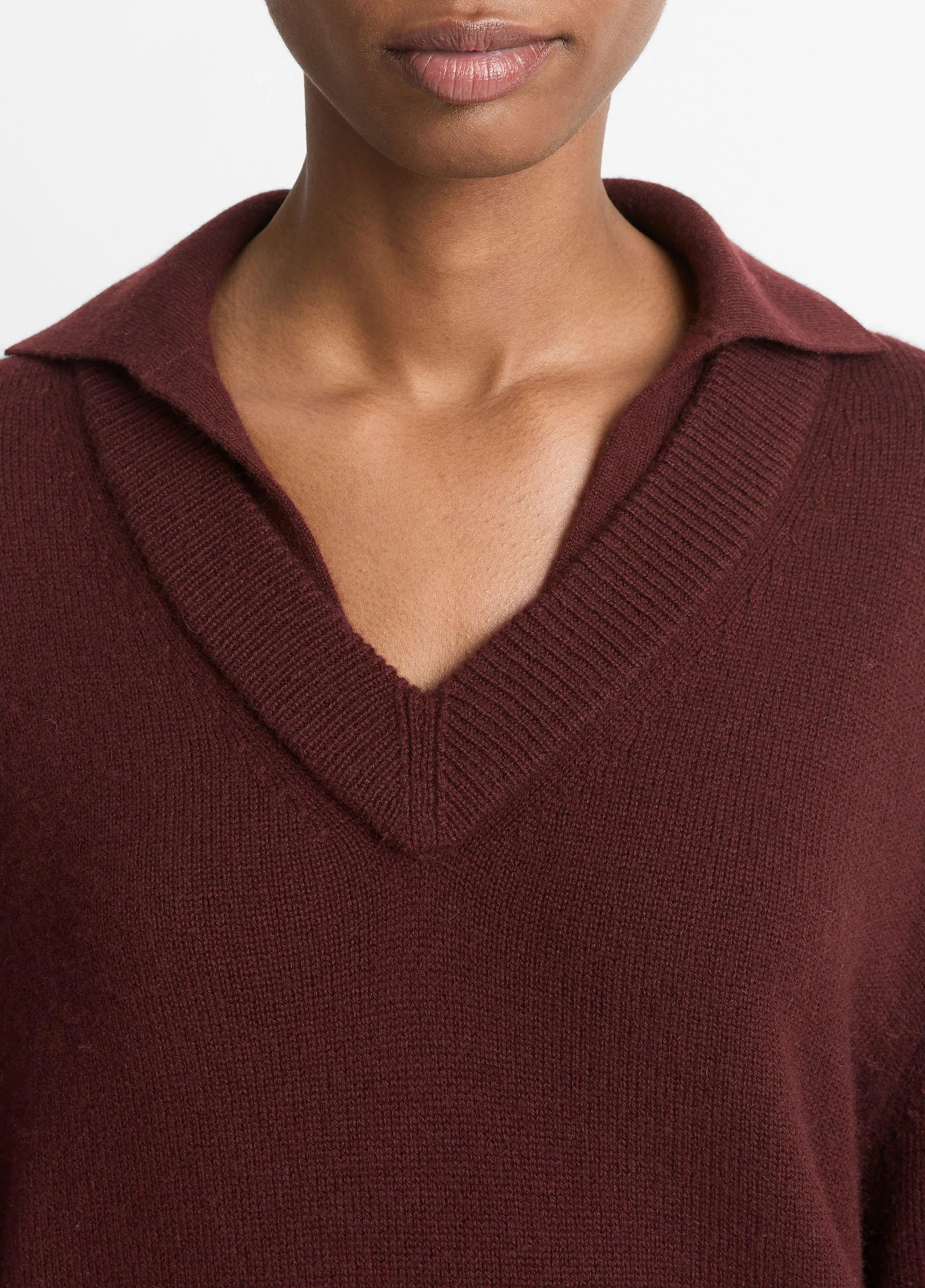 Wool-Cashmere Double-Layer Collared Pullover