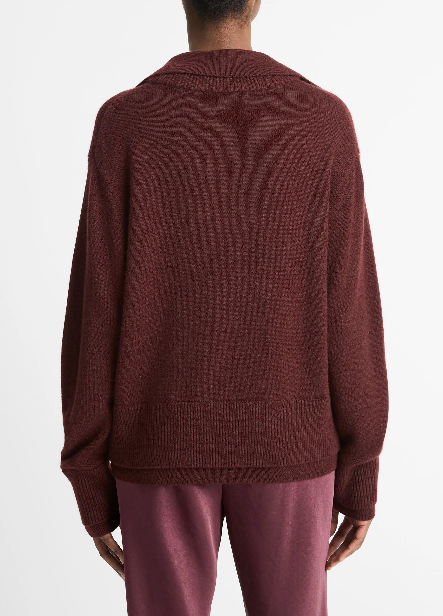 Wool-Cashmere Double-Layer Collared Pullover