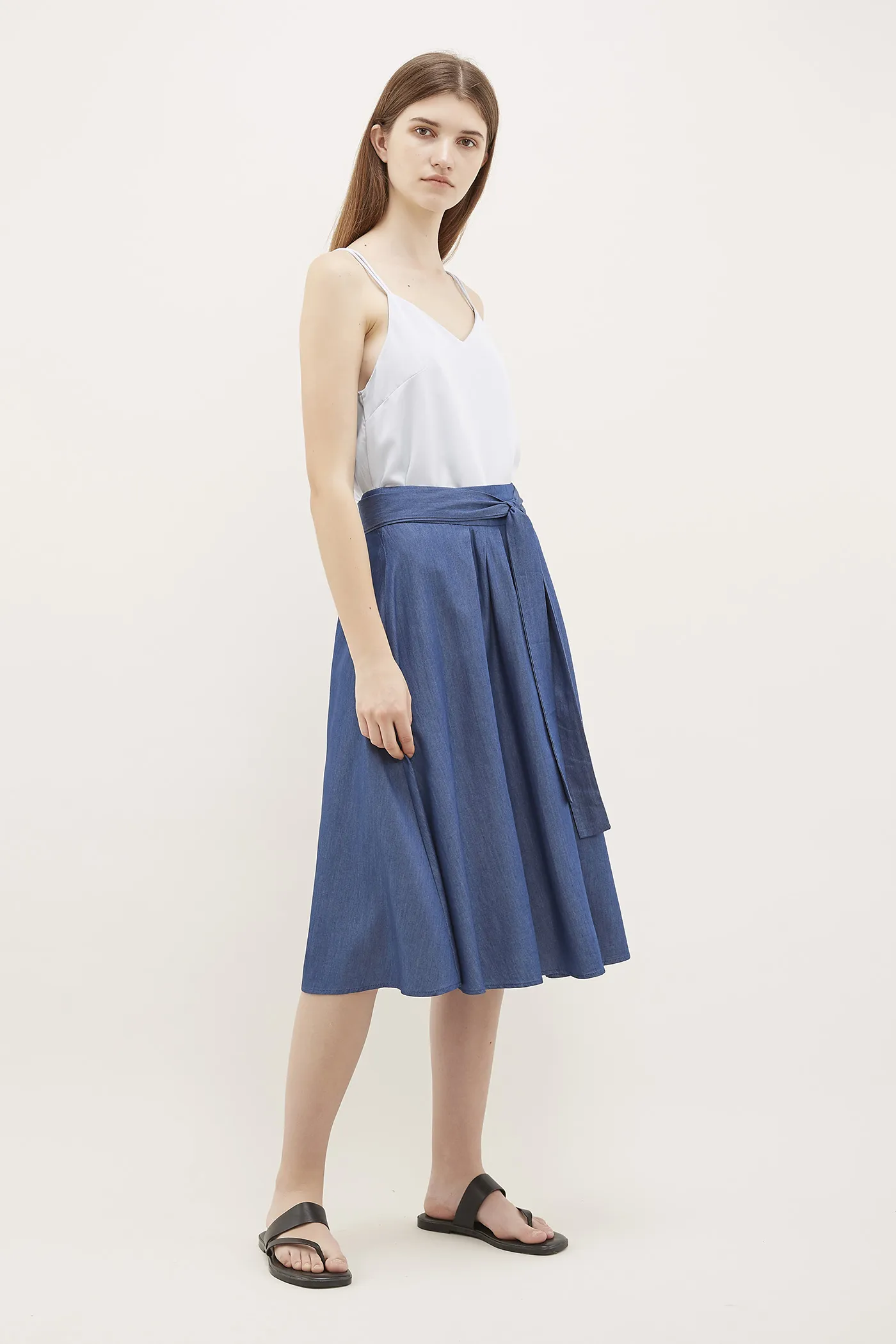 Yalena Pleated Midi Skirt 