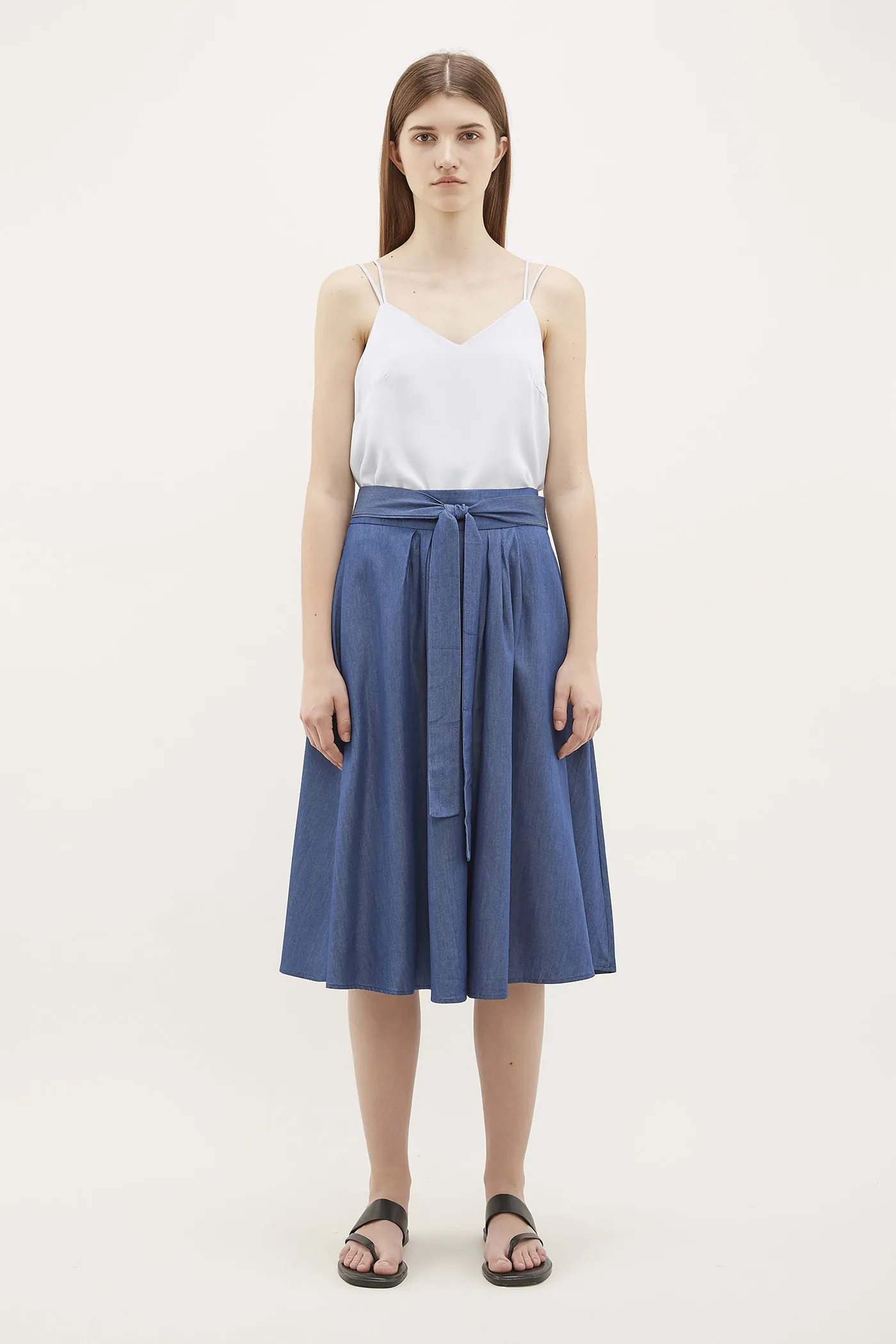 Yalena Pleated Midi Skirt 