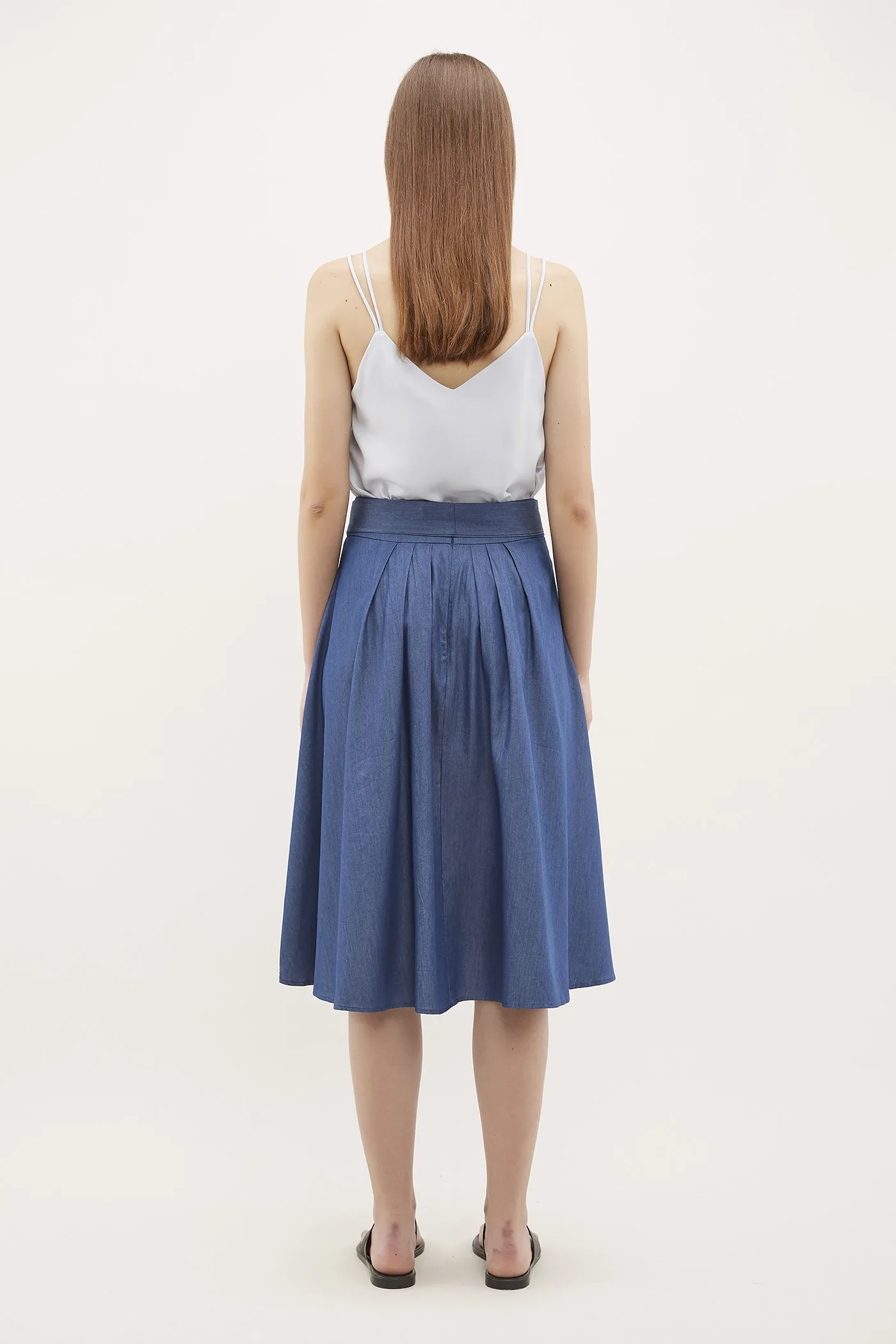 Yalena Pleated Midi Skirt 