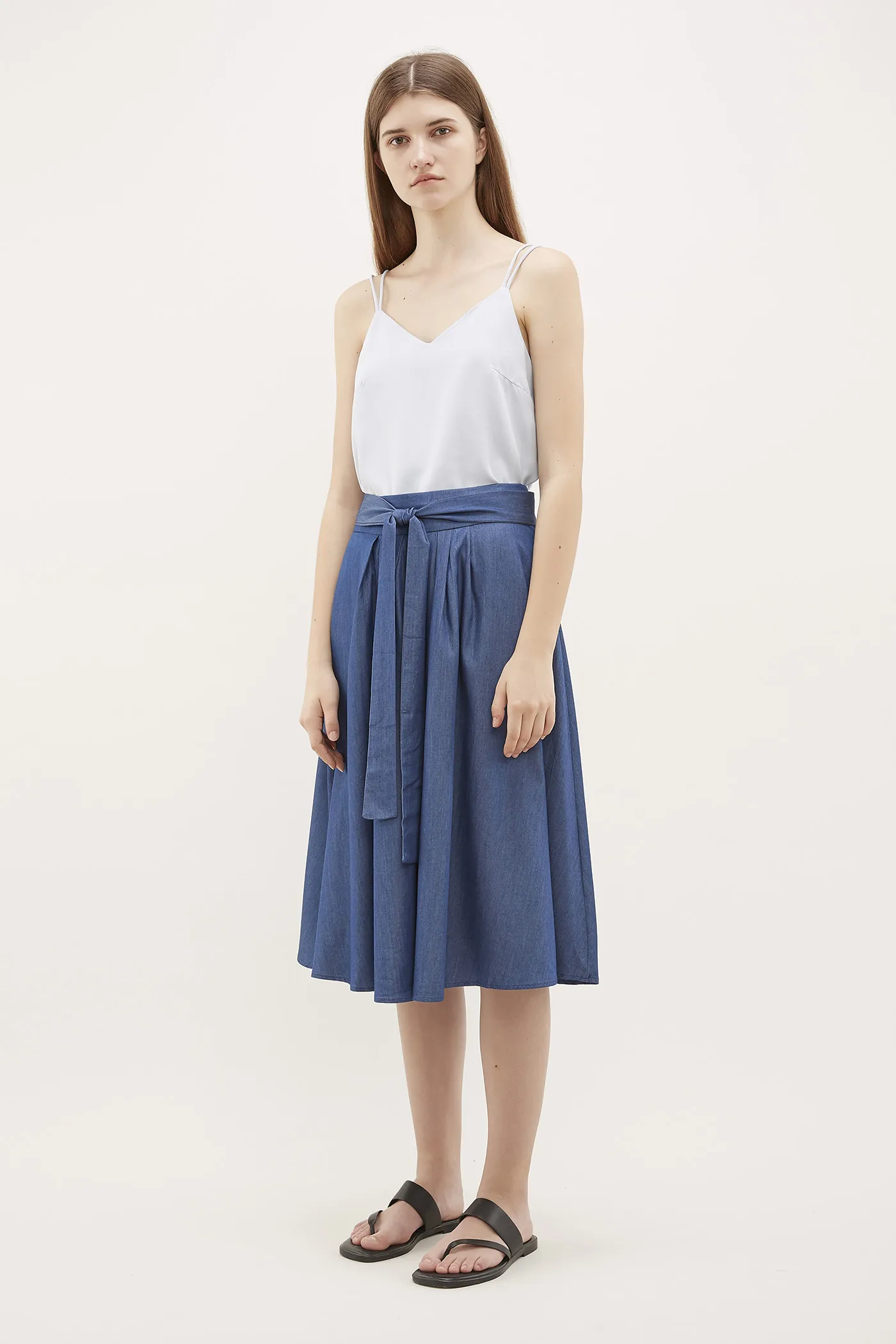 Yalena Pleated Midi Skirt 