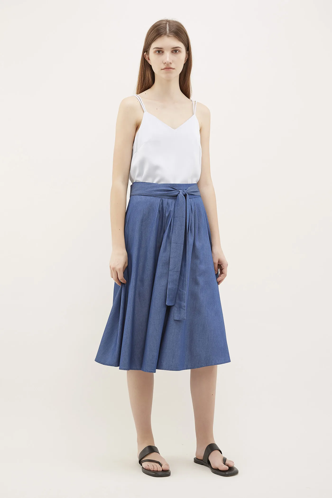 Yalena Pleated Midi Skirt 