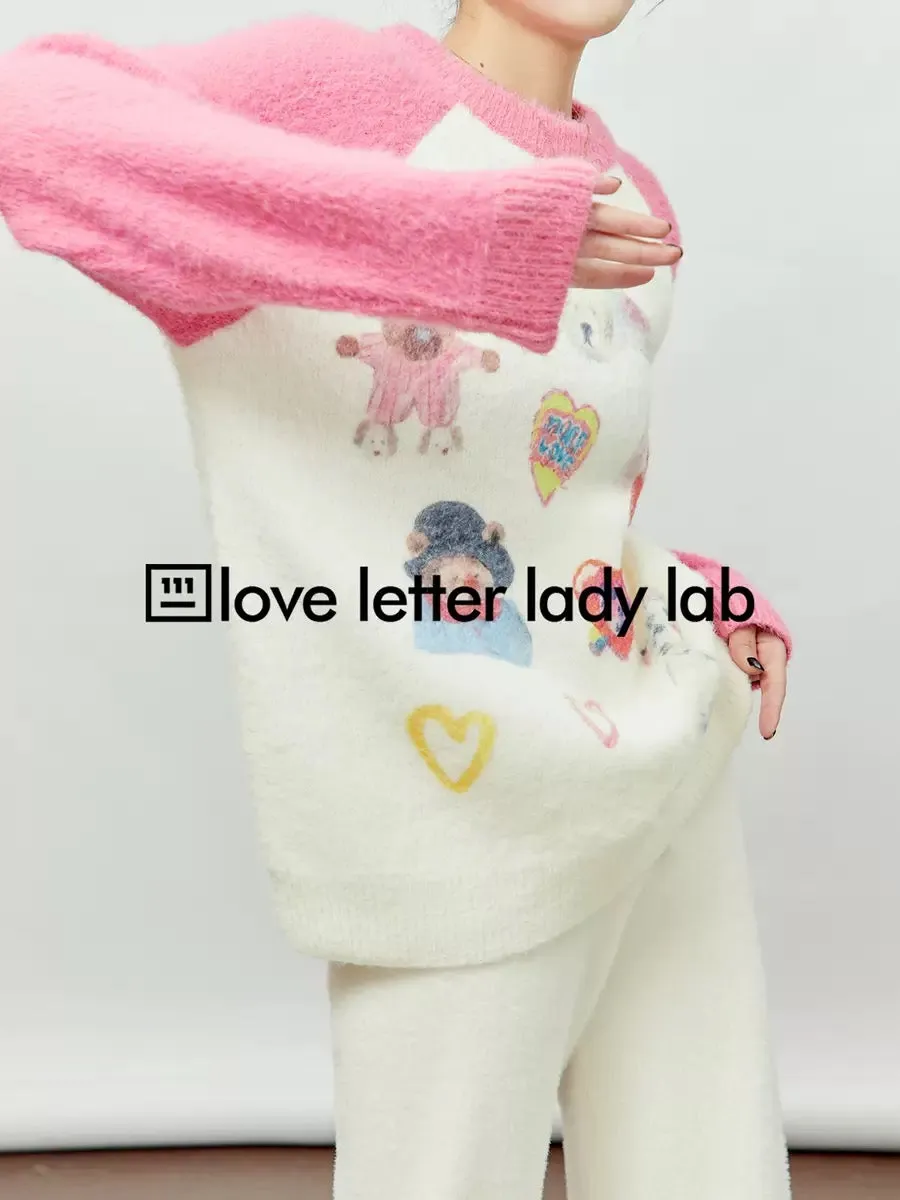 Zhou Liwu 2024 new women's clothing commuting casual splicing pink sleeves high-end and super good-looking sweater for women win